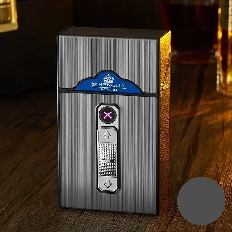 Waterproof 20Capacity Cigarette Case With Integrated Double Arc Pulse Lighter 7