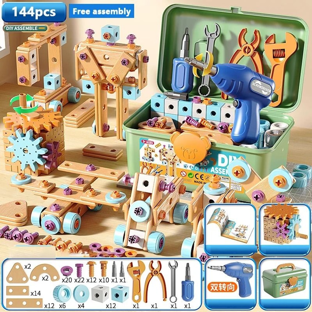 Educational DIY Nut Assembly Toolbox Early Learning STEM Toy For Boys 9