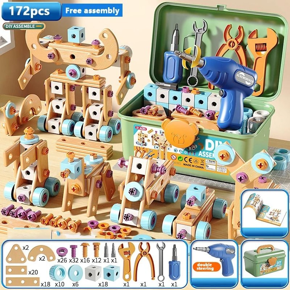 Educational DIY Nut Assembly Toolbox Early Learning STEM Toy For Boys 10