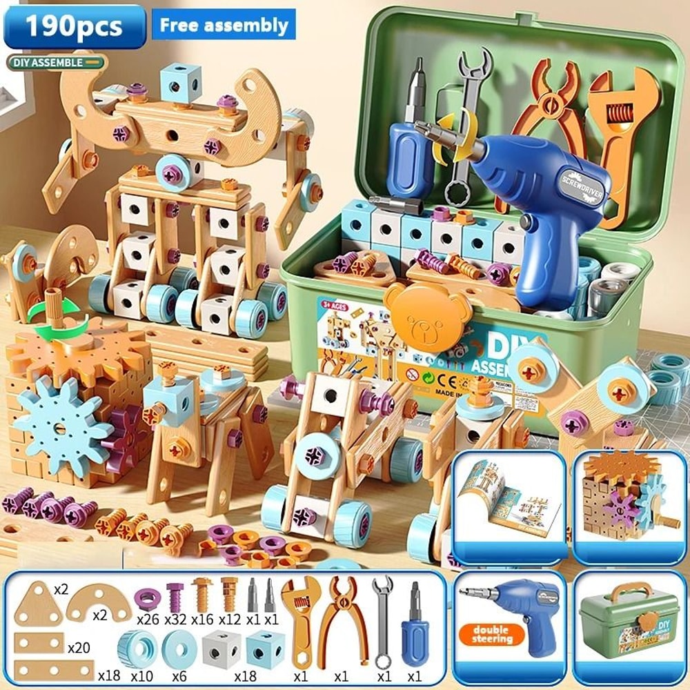 Educational DIY Nut Assembly Toolbox Early Learning STEM Toy For Boys 11