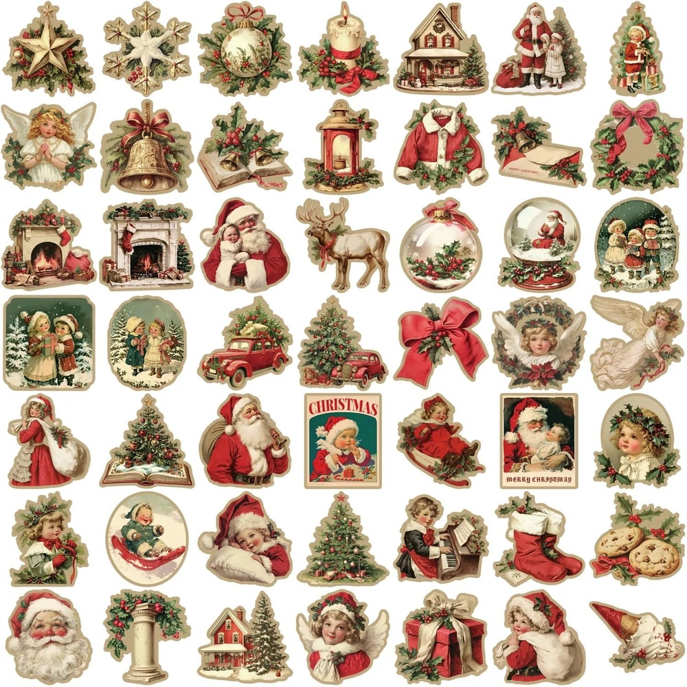 50Piece Creative Retro Christmas Vinyl Sticker Set 6