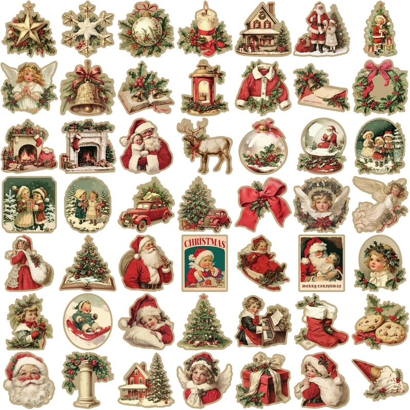 50Piece Creative Retro Christmas Vinyl Sticker Set 6