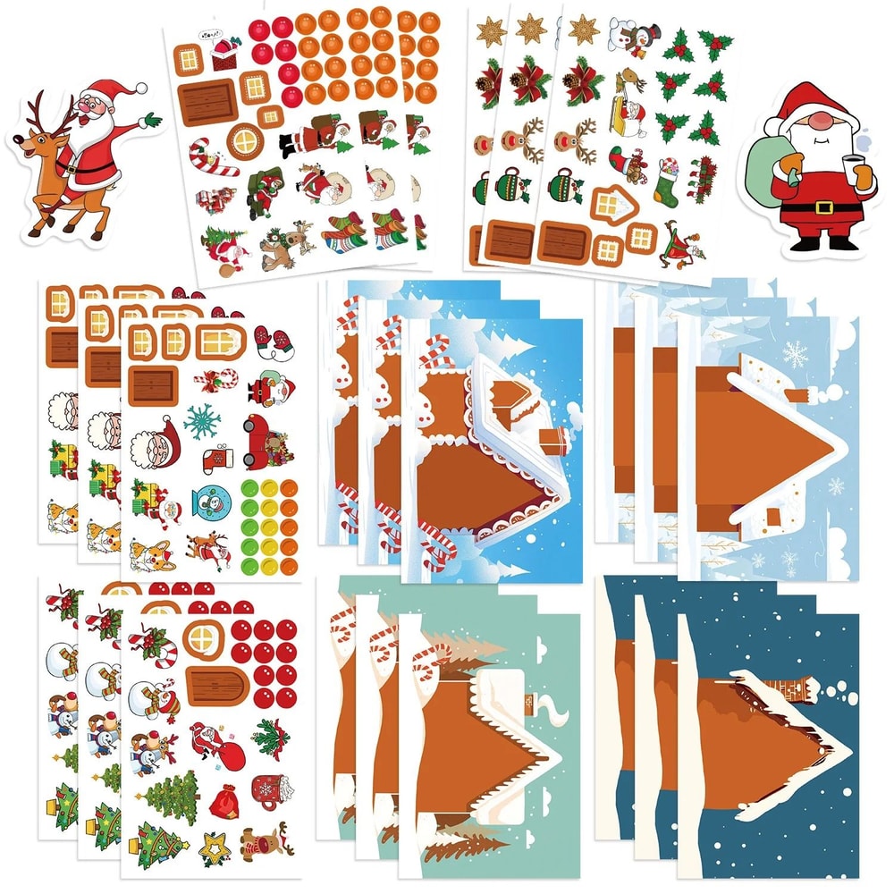 8Piece Christmas Snowman Make A Face Puzzle Stickers 10