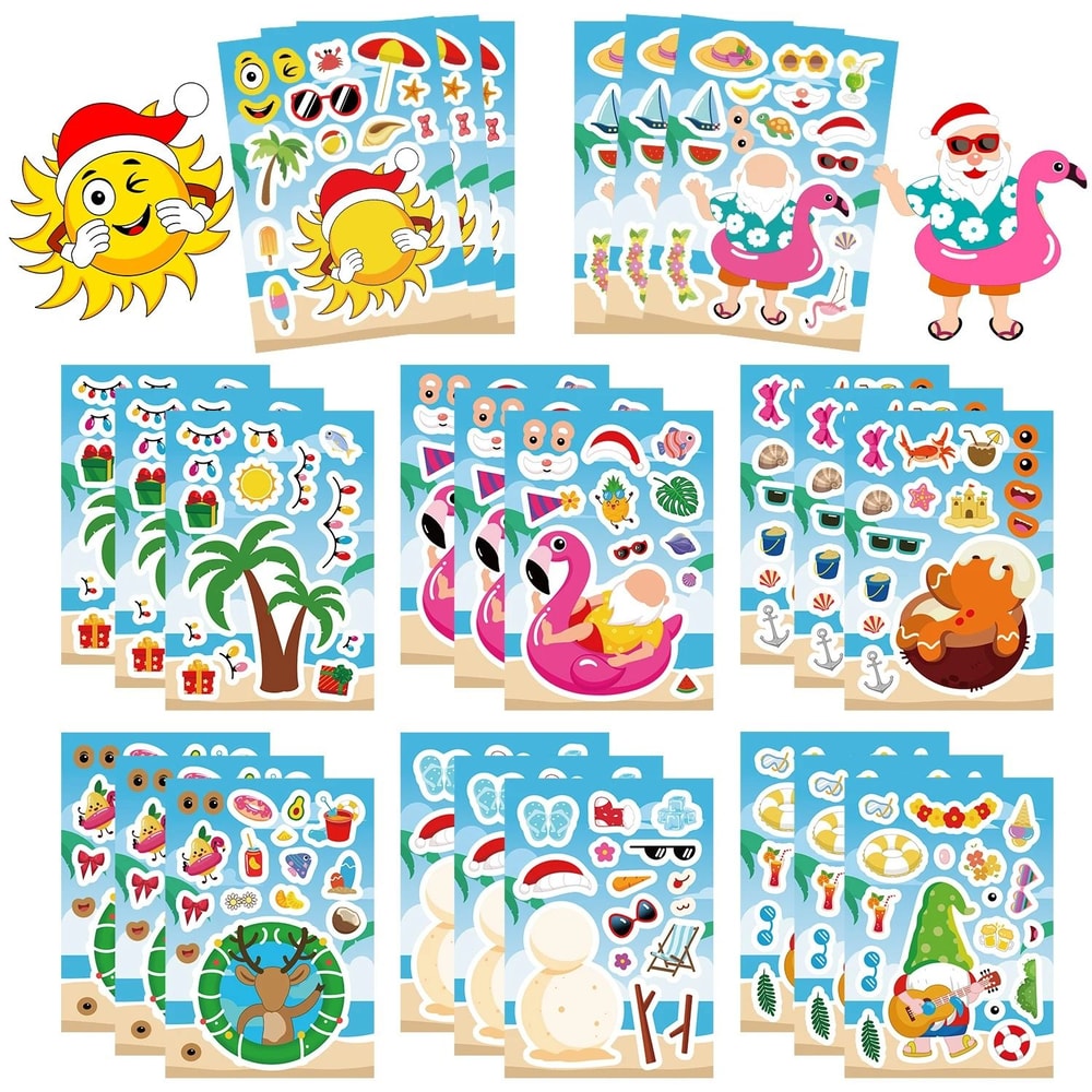 8Piece Christmas Snowman Make A Face Puzzle Stickers 11