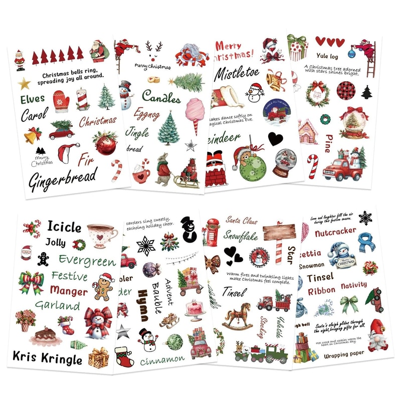 8Piece Christmas Snowman Make A Face Puzzle Stickers 3