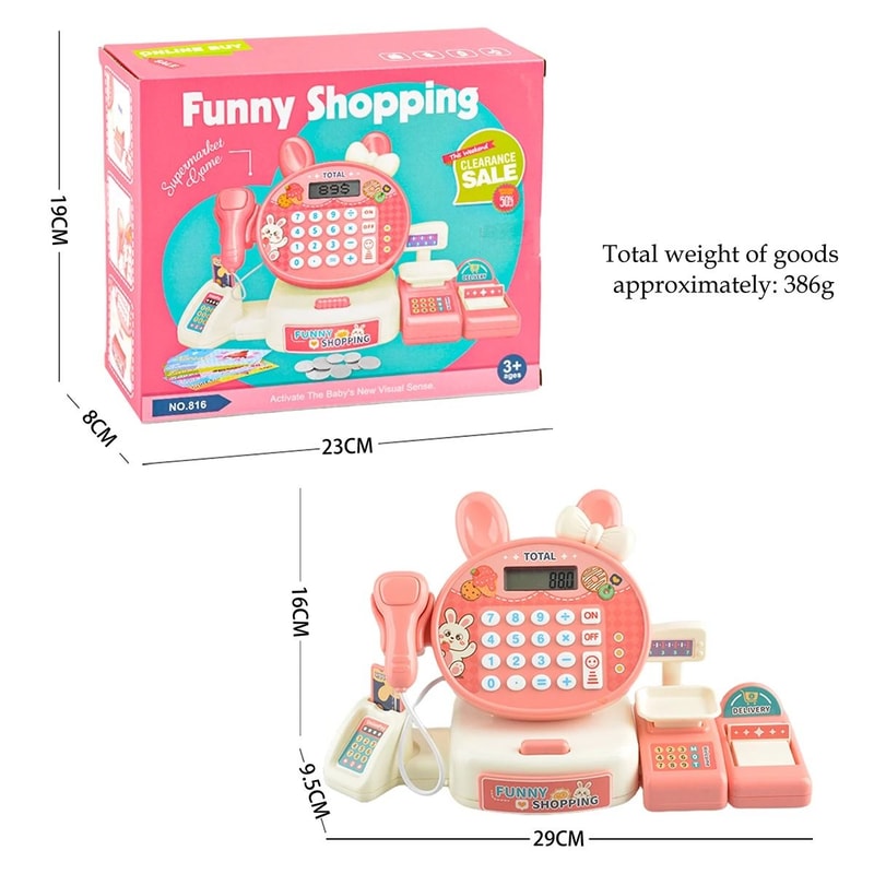 Supermarket Simulation Cash Register Set Interactive Educational Grocery Toy 6