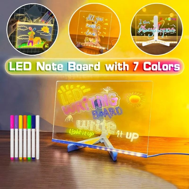 Luminous Acrylic LED Drawing Board Transparent Magic Note Board 0