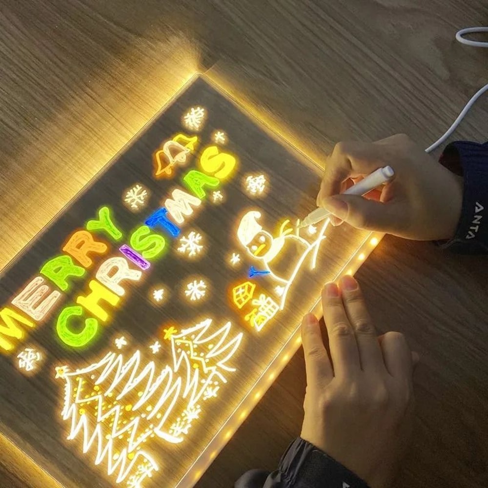 Luminous Acrylic LED Drawing Board Transparent Magic Note Board 6