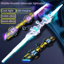 double-headed retractable rgb lightsaber – 7-color sound-effect battle sword