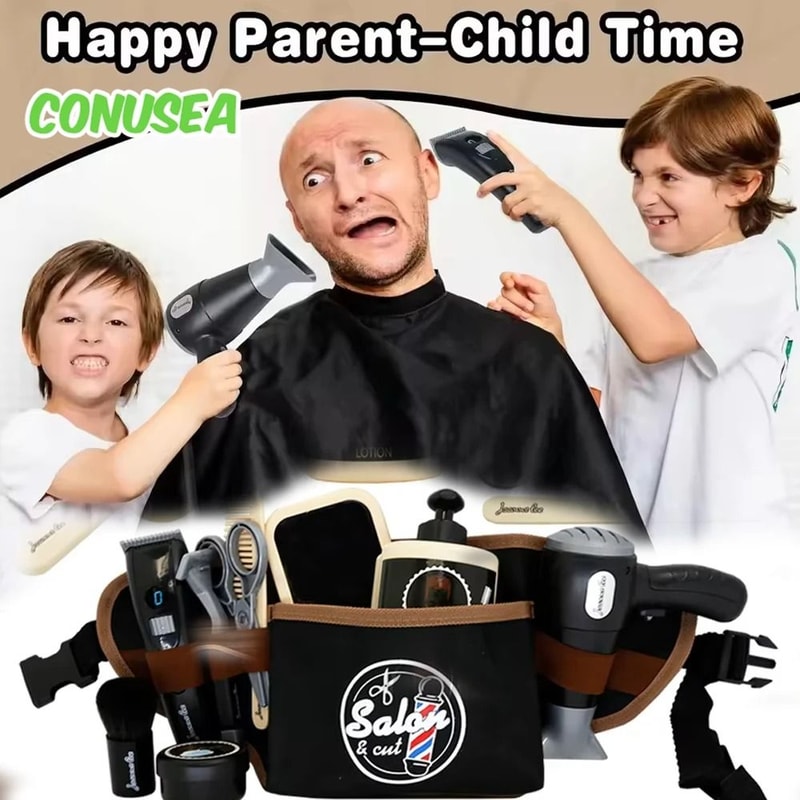 Kids Barber Grooming Roleplay Set Interactive Salon Shaving Playset 0