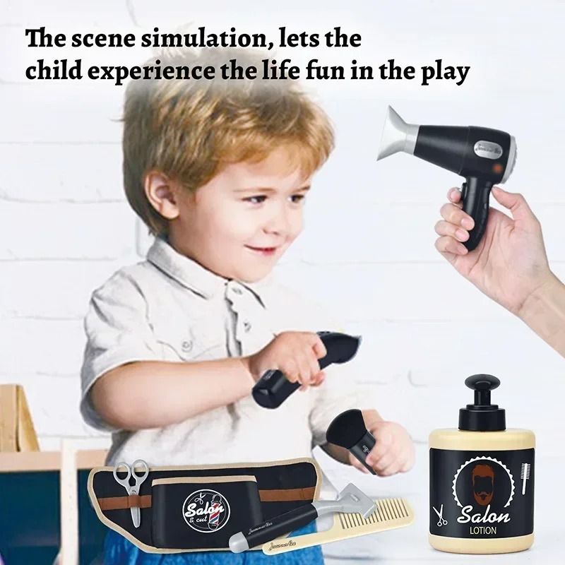 Kids Barber Grooming Roleplay Set Interactive Salon Shaving Playset 3