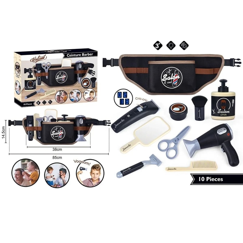 Kids Barber Grooming Roleplay Set Interactive Salon Shaving Playset 7