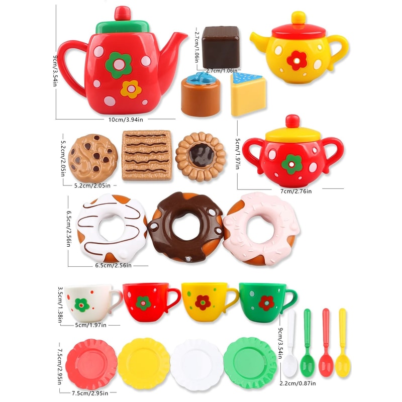 Girls Afternoon Tea And Dessert Set Interactive Playhouse Kitchen Toy 7