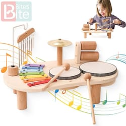 wooden montessori musical table – educational xylophone & aeolian bells set