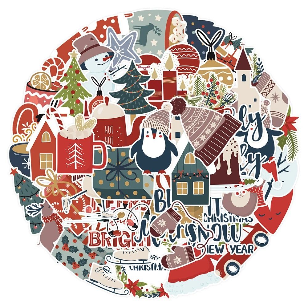 10Piece Cute Santa Claus Christmas Stickers Festive Holiday DIY Decals 1