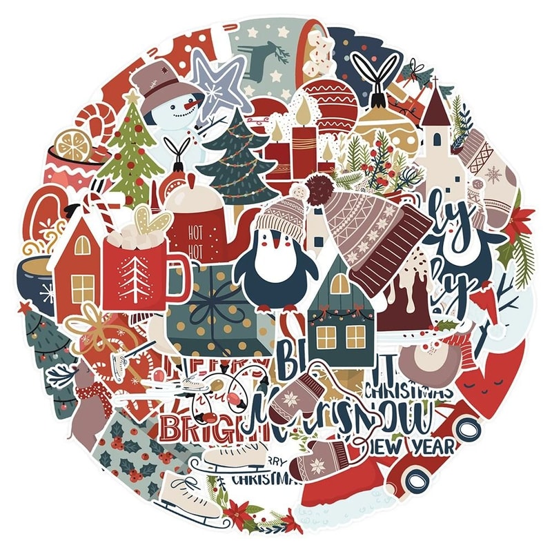 10Piece Cute Santa Claus Christmas Stickers Festive Holiday DIY Decals 1