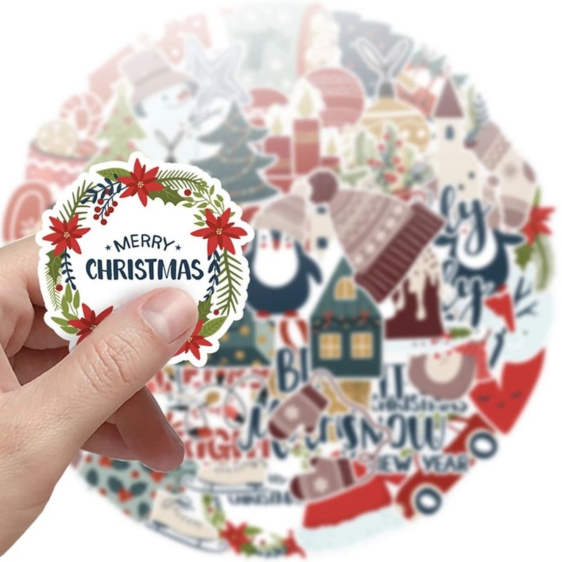 10Piece Cute Santa Claus Christmas Stickers Festive Holiday DIY Decals 2