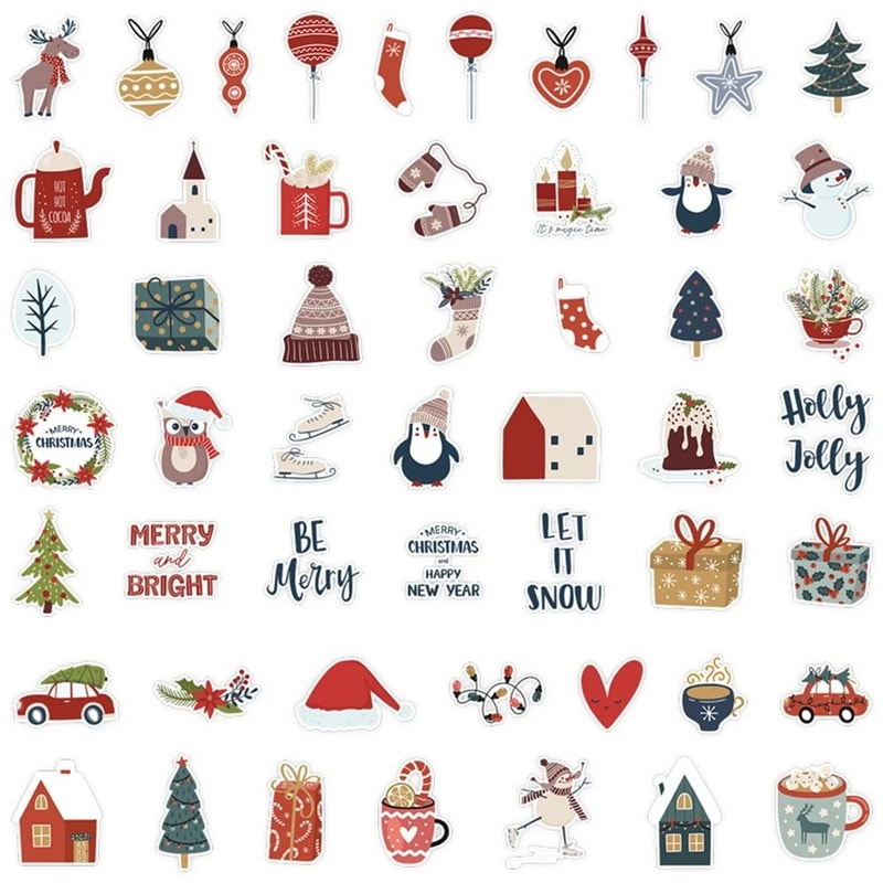 10Piece Cute Santa Claus Christmas Stickers Festive Holiday DIY Decals 4