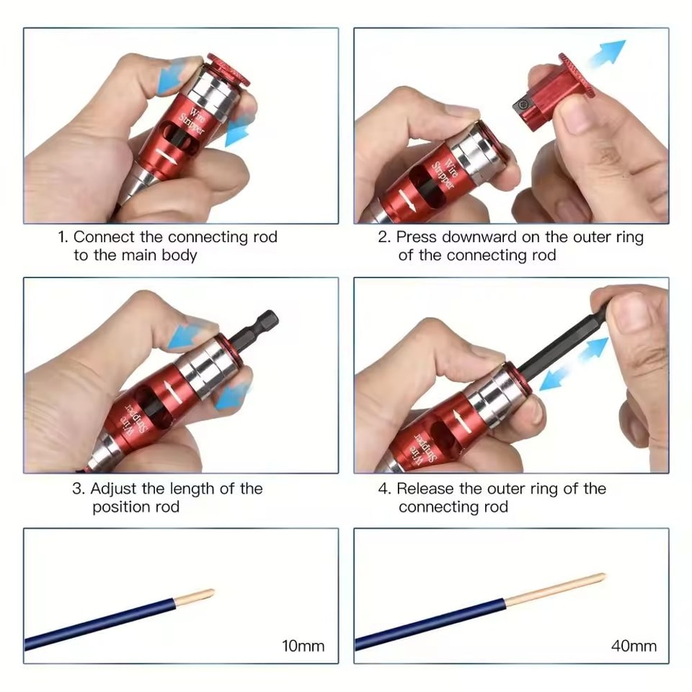 8in1 Bit Stripper And Twist Tool Set IndustrialGrade Electrician Quick Stripping Kit 5