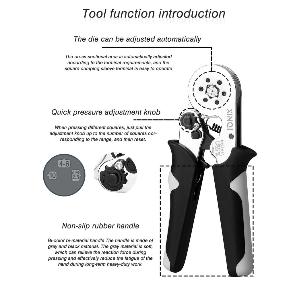 Tubular Terminal Crimping Pliers Professional Wire Ferrule Tool Kit 6