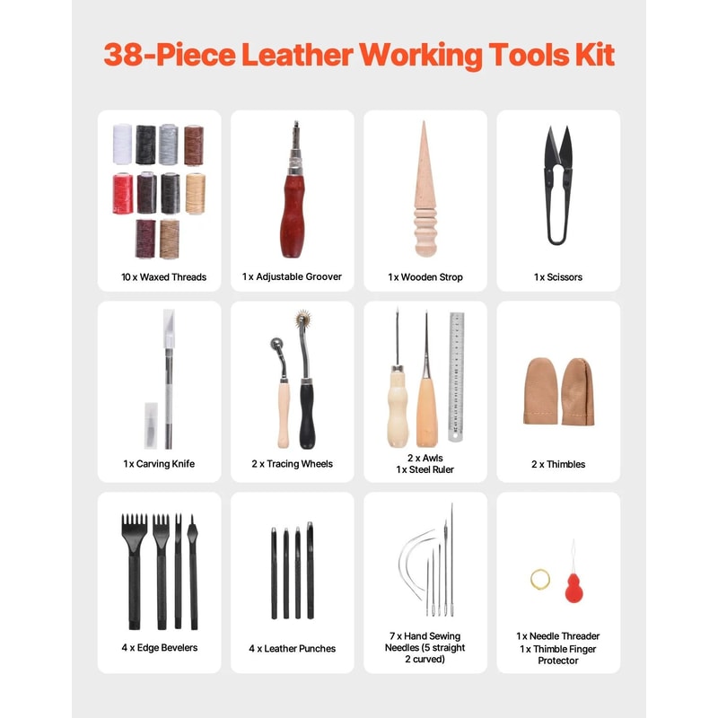 Professional Leather Working Tools Kit Complete Crafting Engraving Set 1