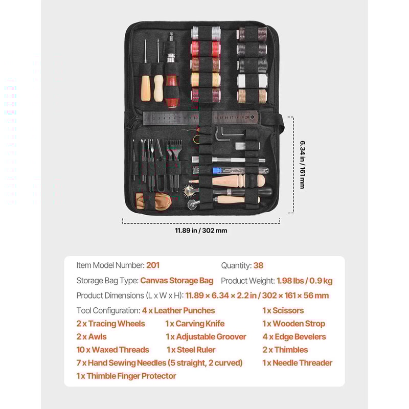 Professional Leather Working Tools Kit Complete Crafting Engraving Set 6