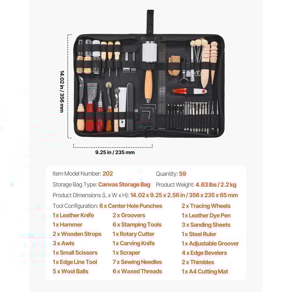 Professional Leather Working Tools Kit Complete Crafting Engraving Set 8
