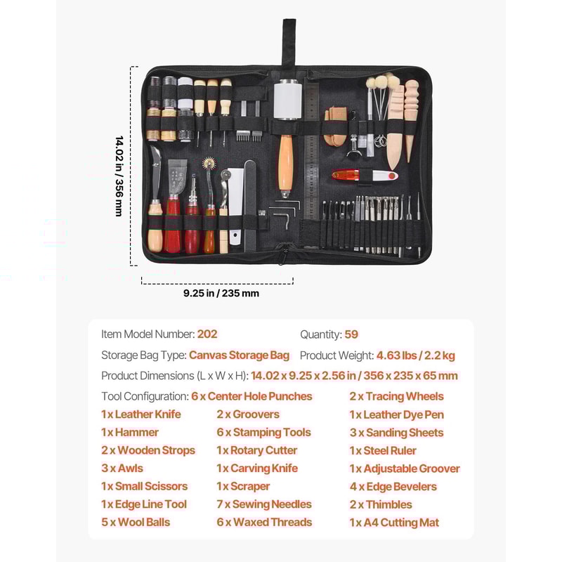 Professional Leather Working Tools Kit Complete Crafting Engraving Set 8