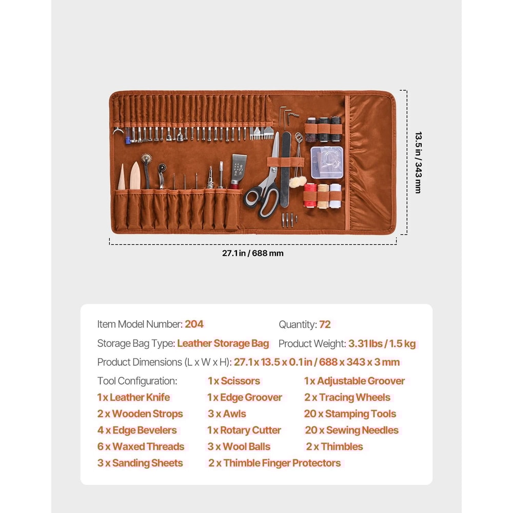 Professional Leather Working Tools Kit Complete Crafting Engraving Set 9