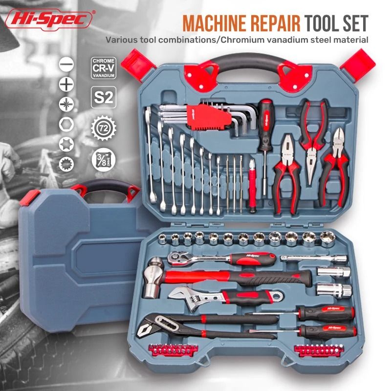 HiSpec Car Repair Tool Kit Professional 12 38 14 Socket Wrench Set 1
