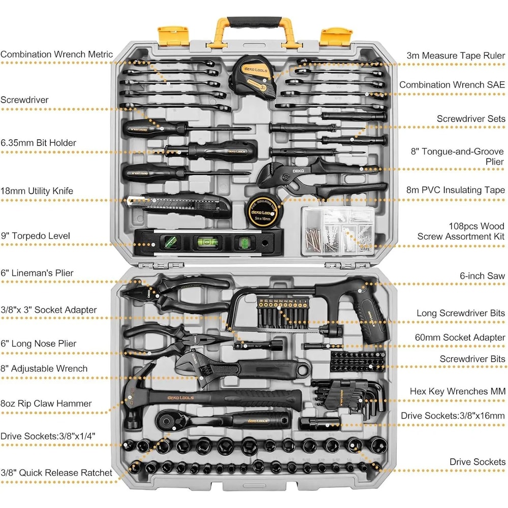 218Piece General Household Hand Tool Kit Professional Home Auto Repair Set 1