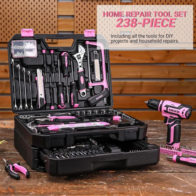 Home Mechanic Toolbox With 12V Cordless Drill Integrated Power Hand Tool Set 4
