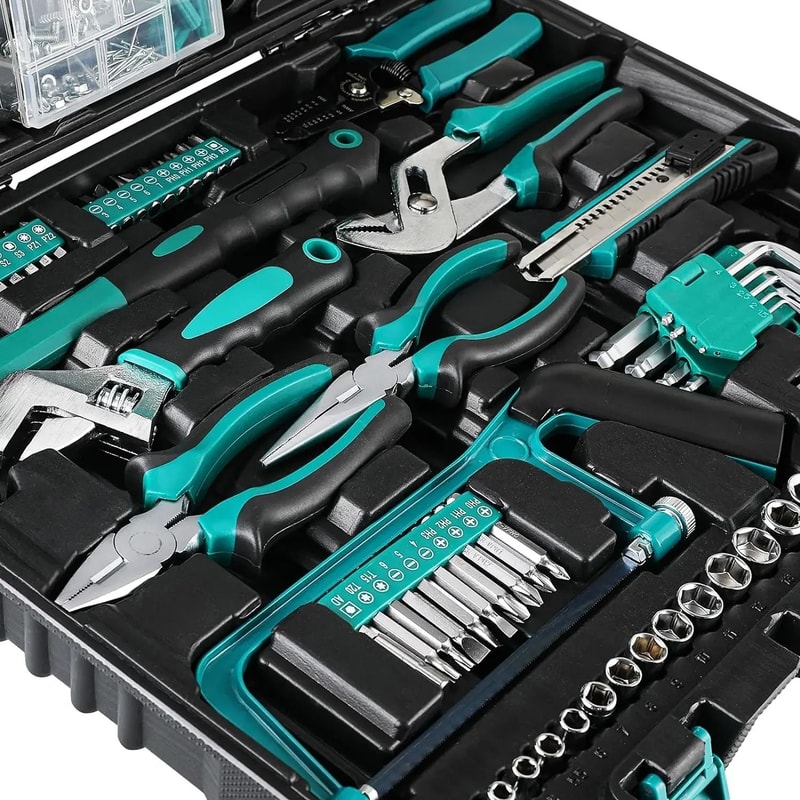 198Piece General Home Auto Repair Tool Set Professional Mechanic Household Kit 1