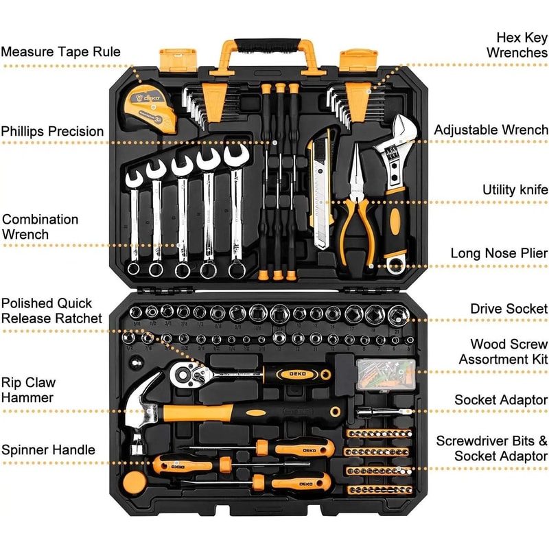 158Piece General Household Tool Kit Professional Auto Home Repair Set 1