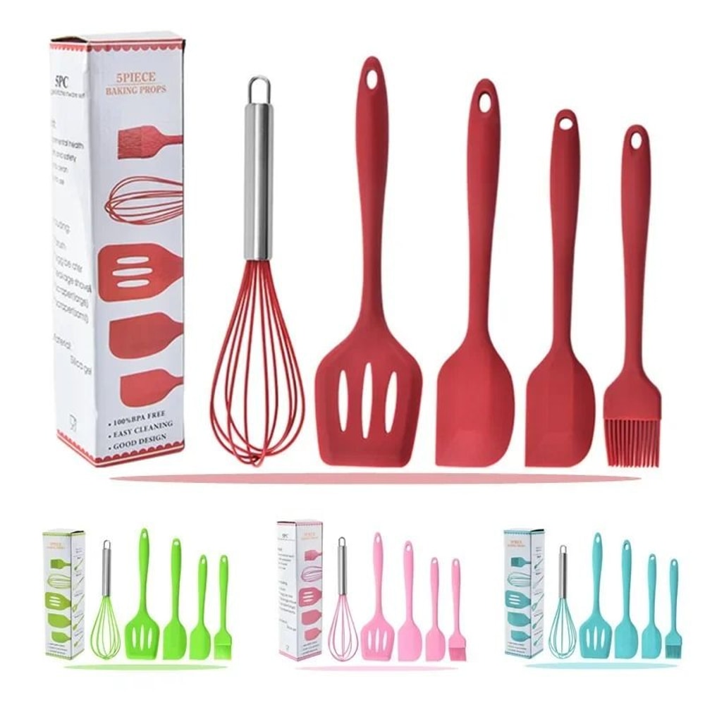 5Piece Kitchen Silicone Baking Tool Set AllPurpose Cooking Pastry Kit 1