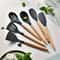Silicone Kitchen Utensil Set With Wooden Handles Premium NonStick Cooking Baking Kit 4