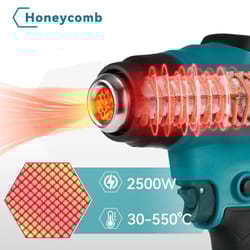 21v cordless heat gun – portable high-power thermal blower with led display