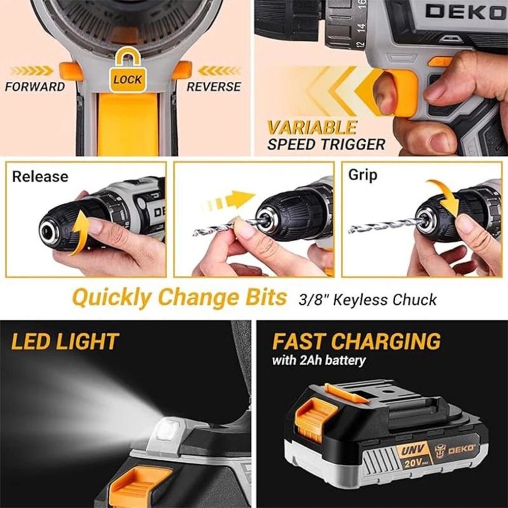 20V Cordless Drill Home Tool Kit Comprehensive Household Repair Set 3