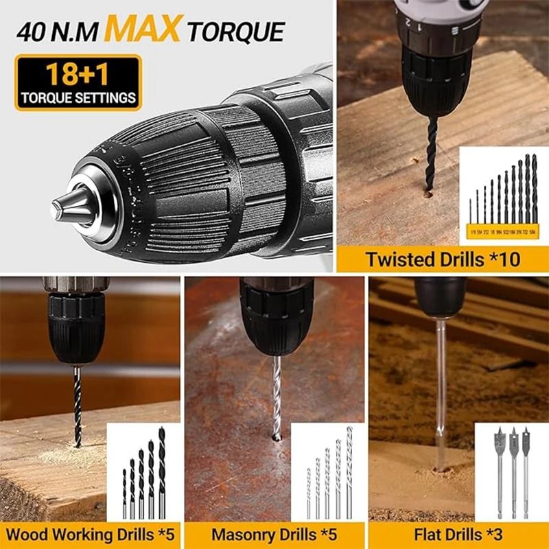 20V Cordless Drill Home Tool Kit Comprehensive Household Repair Set 4
