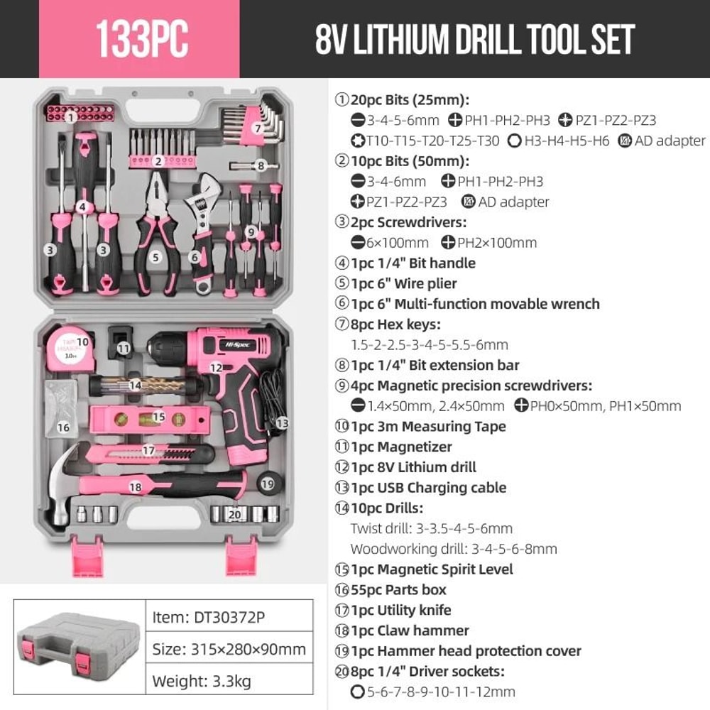 133Piece Ultimate Home Repair And Cordless Drill Combo Kit 6