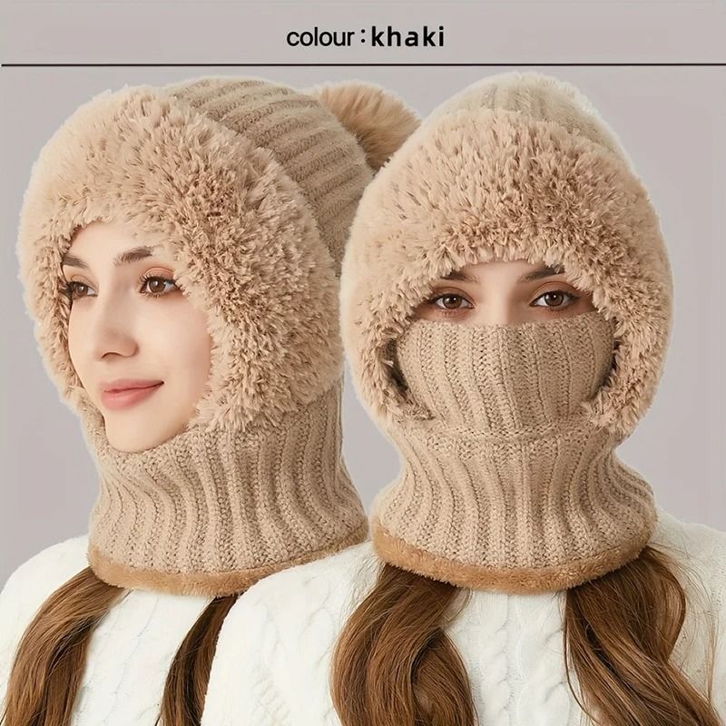 Womens 3in1 Thermal Knitted Winter Hood Set 1