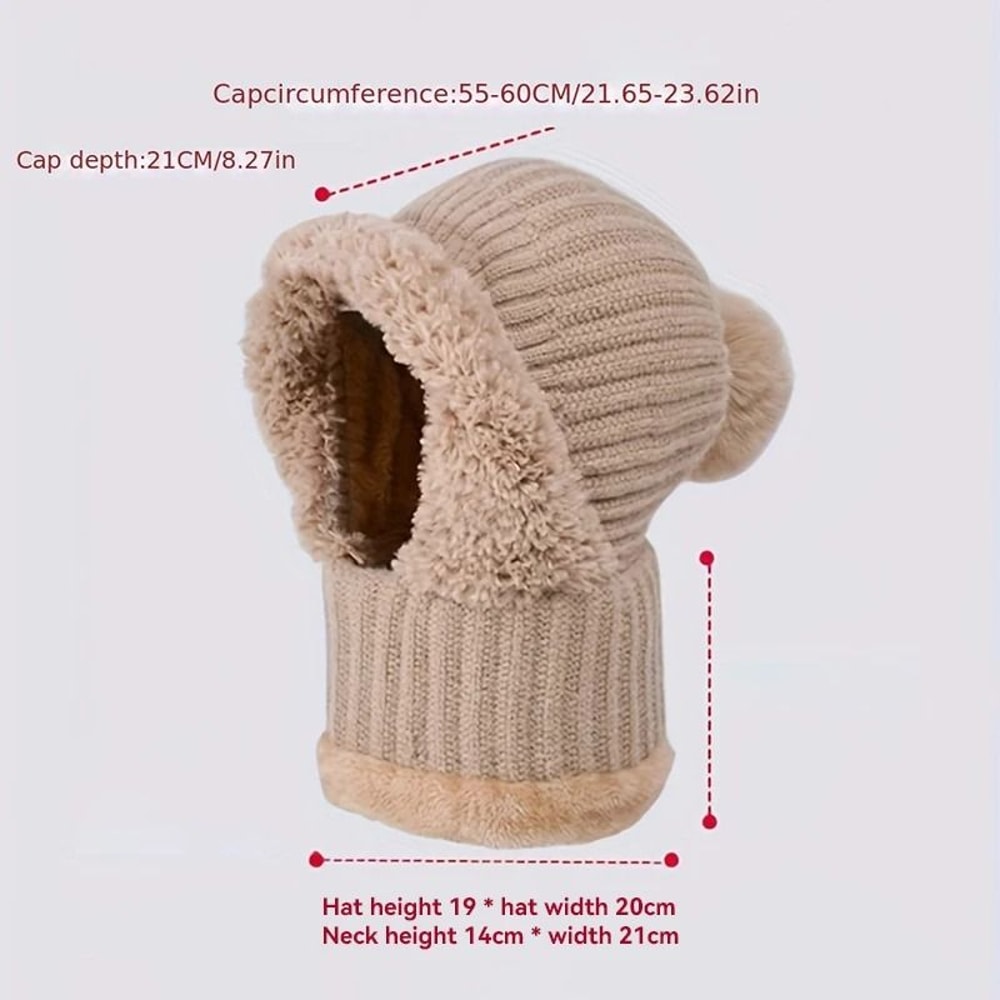 Womens 3in1 Thermal Knitted Winter Hood Set 4