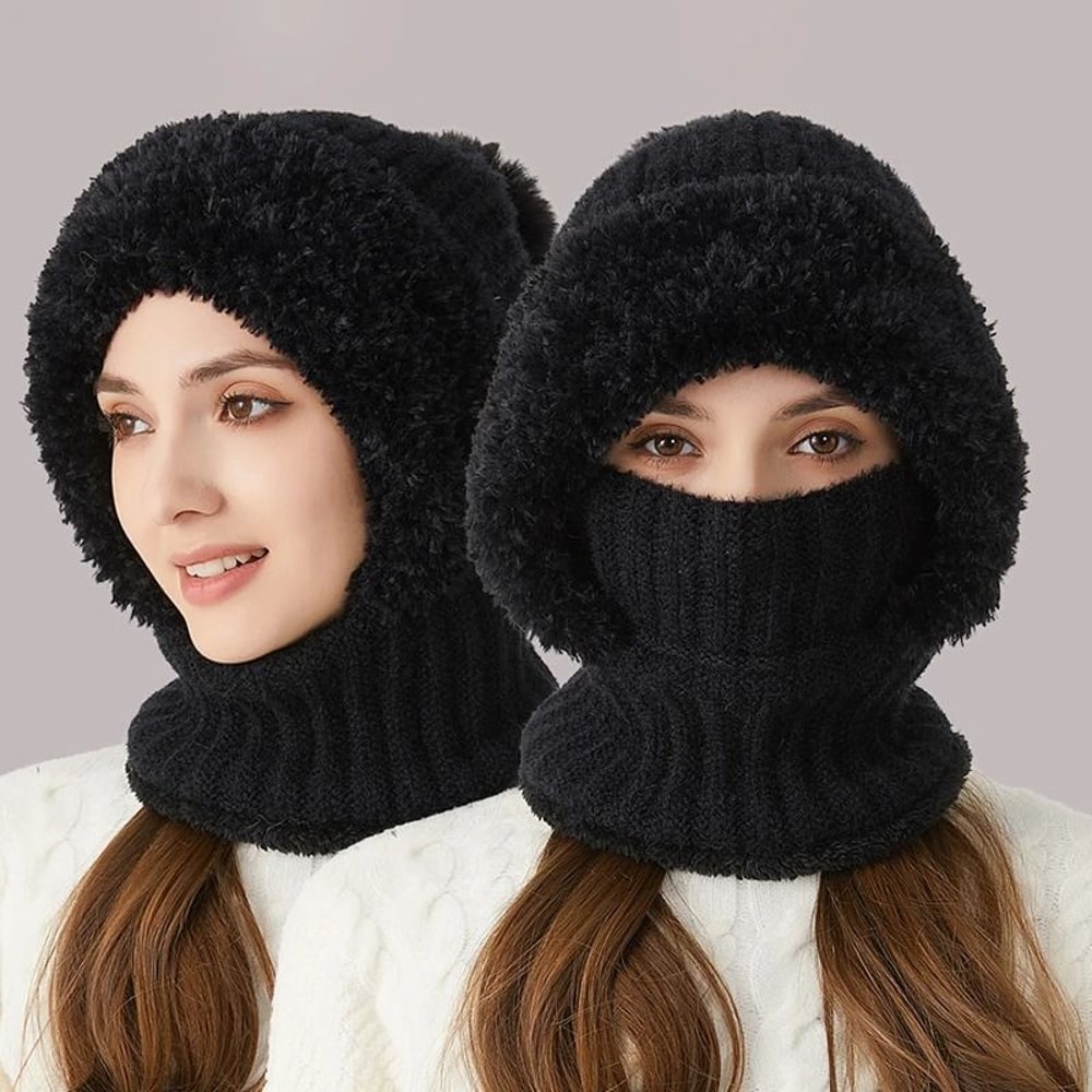 Womens 3in1 Thermal Knitted Winter Hood Set 7