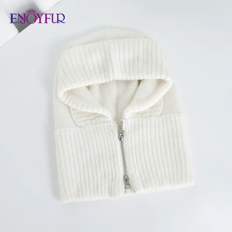Premium Zippered Thermal Wool Knit Balaclava Hood 6