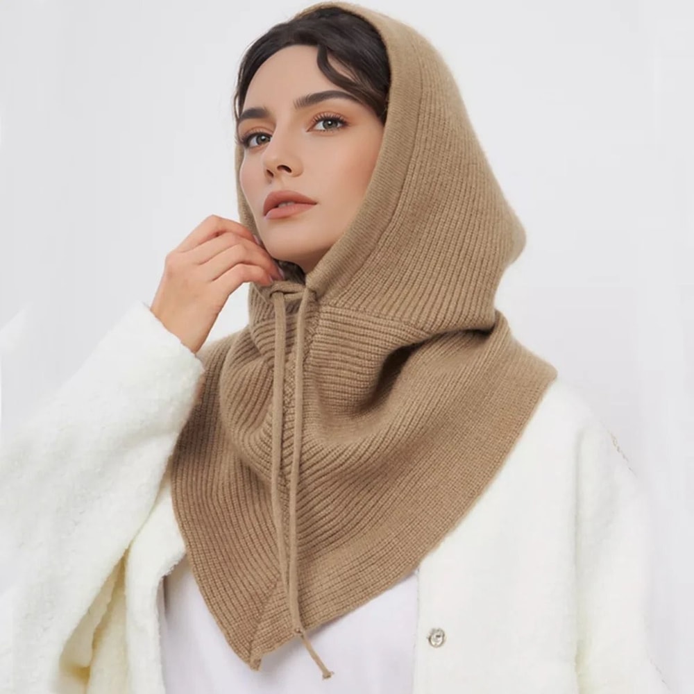 Seamless Knitted Thermal Balaclava Hood And Neck Warmer 0