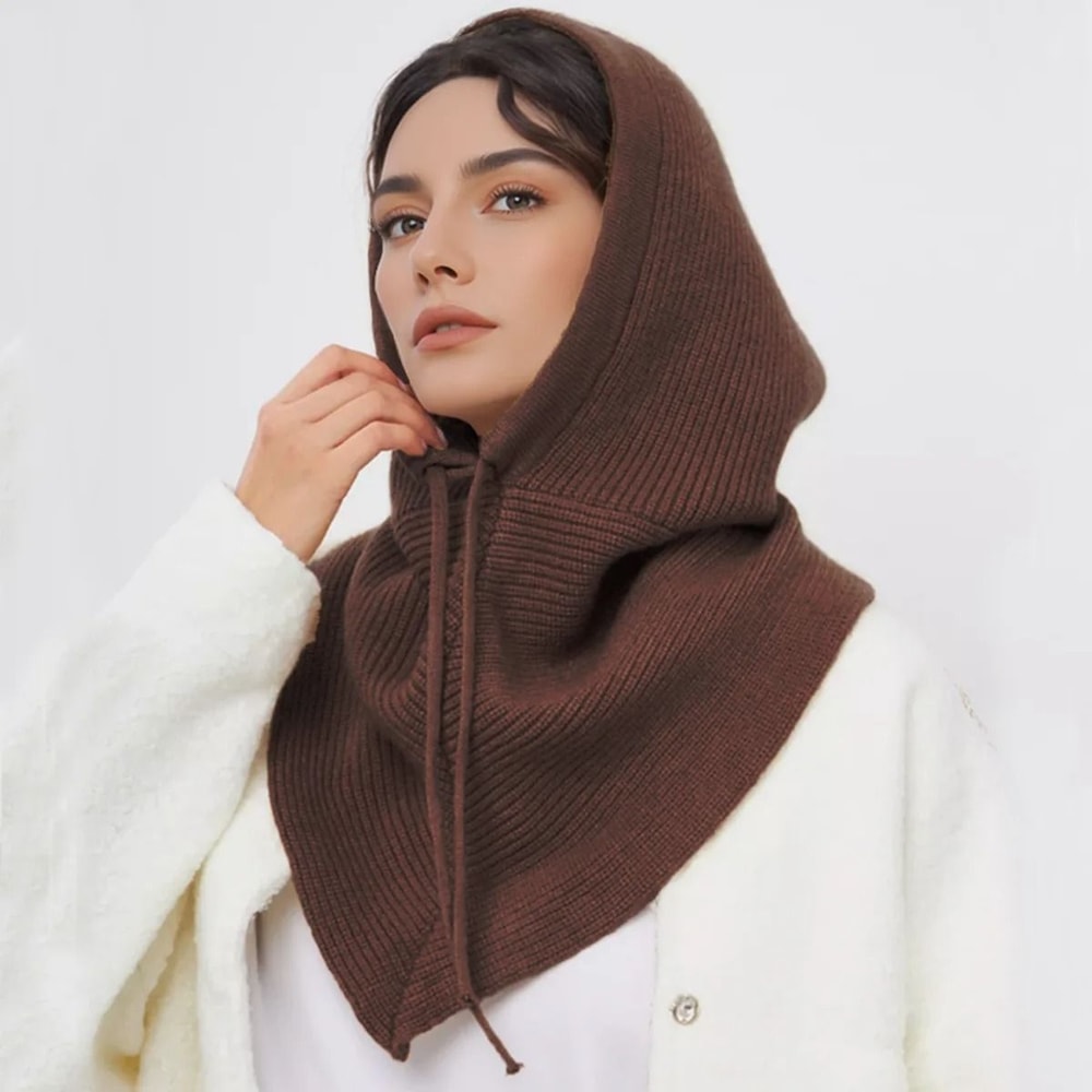 Seamless Knitted Thermal Balaclava Hood And Neck Warmer 9