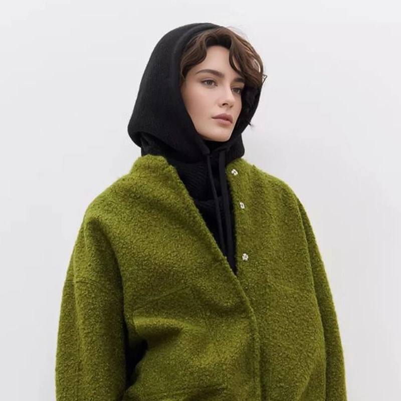 Seamless Knitted Thermal Balaclava Hood And Neck Warmer 5