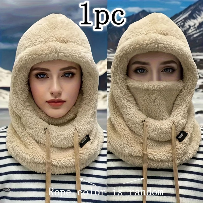 Thermal Plush Winter Sports Cap With Adjustable Drawstring 10