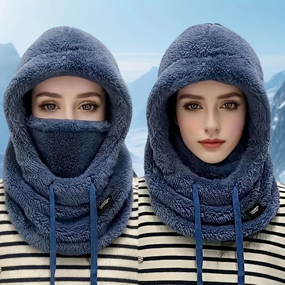 Thermal Plush Winter Sports Cap With Adjustable Drawstring 5