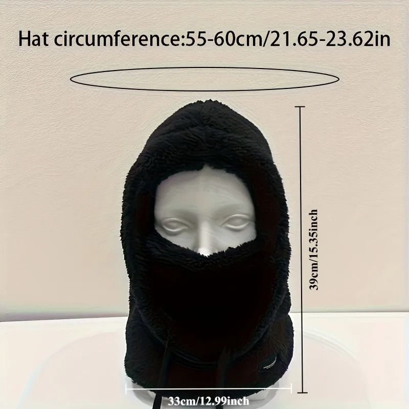 Thermal Plush Winter Sports Cap With Adjustable Drawstring 6